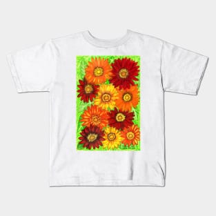 Background og gerbera flowers in red and yellow colours Kids T-Shirt